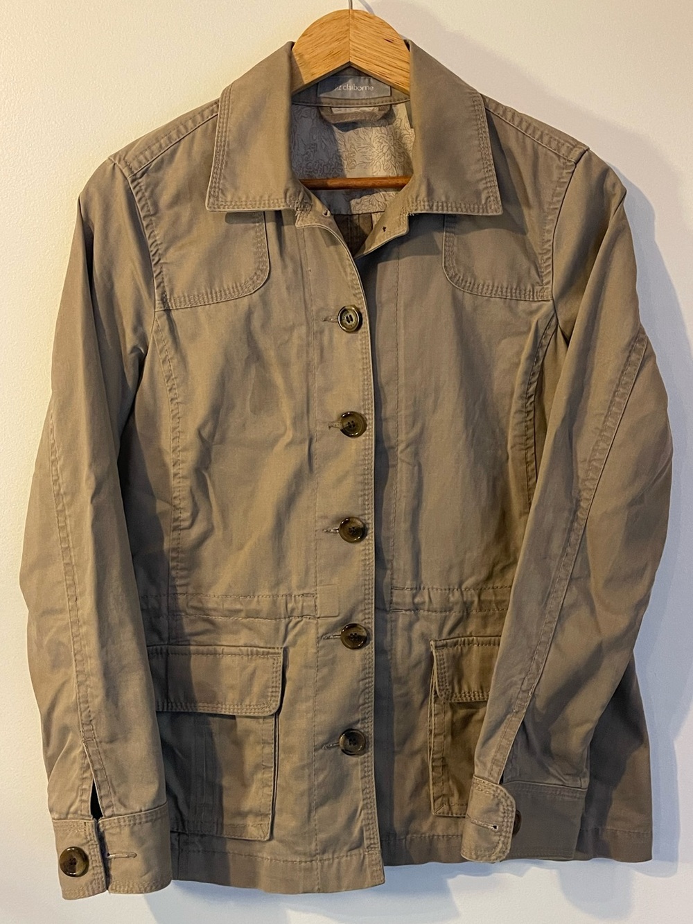Liz Claiborne Khaki Cotton Utility Field Jacket M